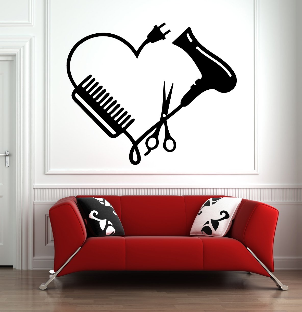 Hair Salon Wall Window Decal Sticker Hair Stylist Hair Tools Scissors Barber Shop Beauty Salon HS024