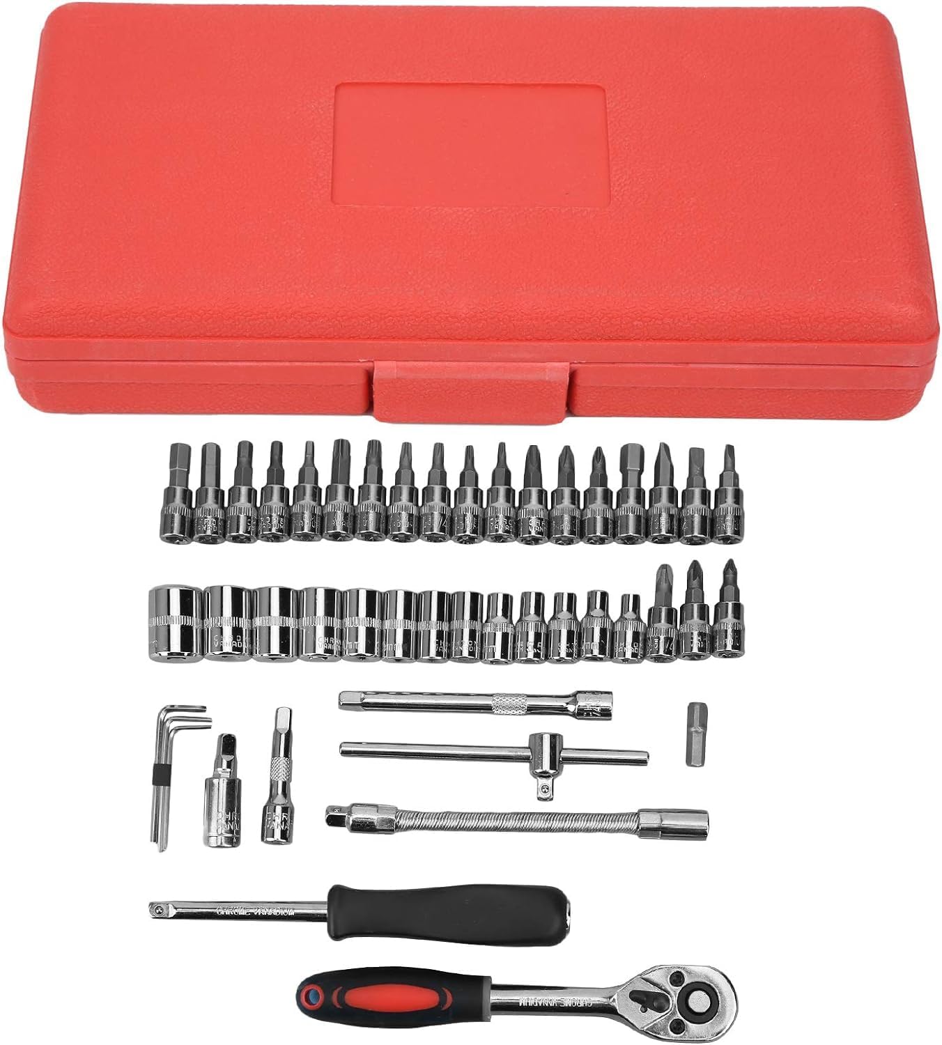 Pamidhar 46 in 1 Pcs tool kit & Screwdriver set and Socket Set Wrench Set Multi Purpose Combination Tool Case Precision Socket Set, Combination Vanadium Steel 1