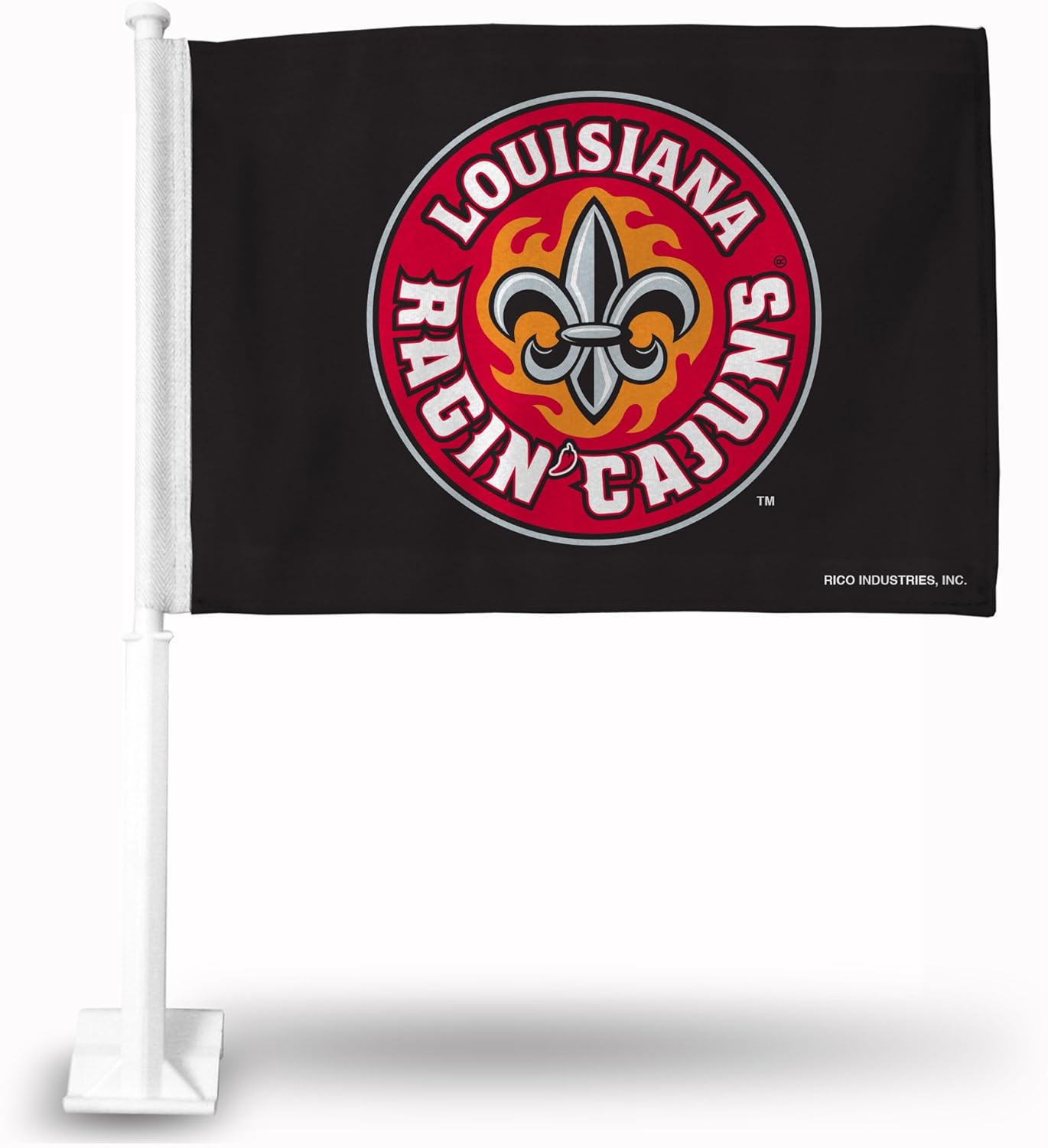 Amazon.co.jp NCAA ルイジアナ ラファイエット ラギン・ケイジャンズ カーフラッグ 黒 ホワイトポール 車&バイク
