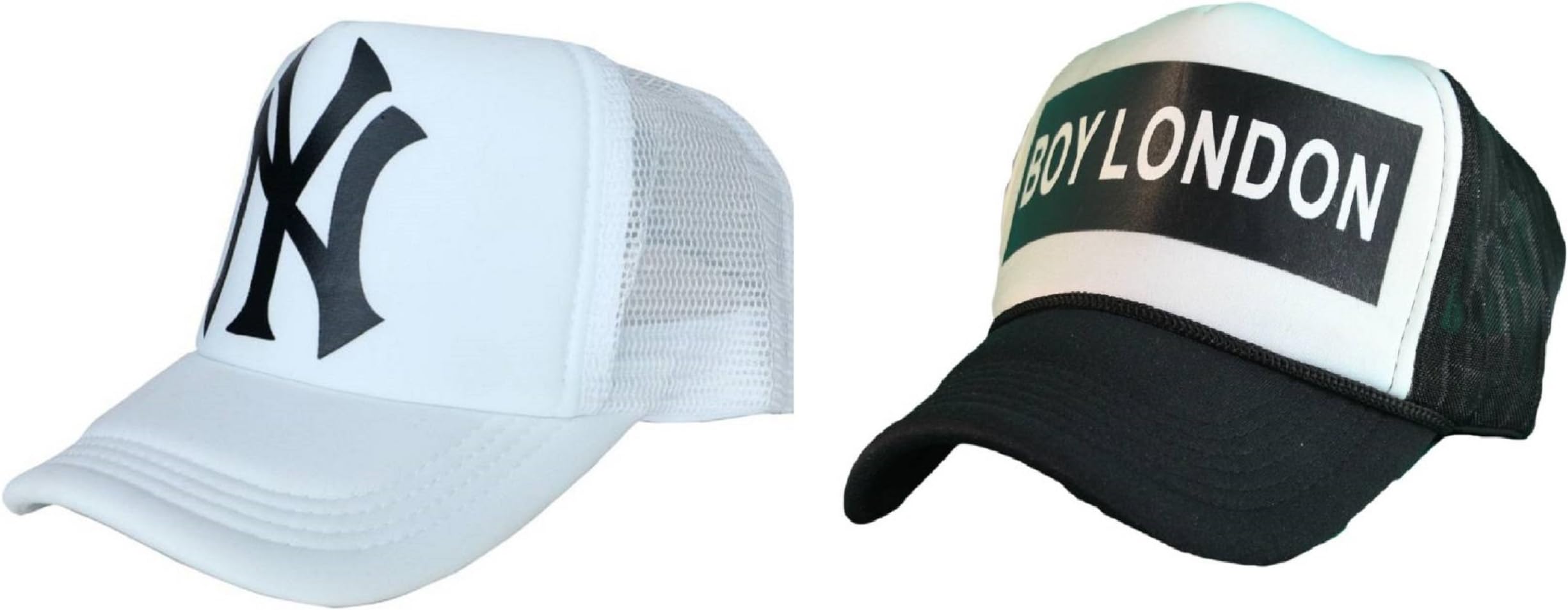 MichelangeloBoy London Half Mesh Cap and White NY Half Net Combo for Boys/Girls (Pack of 2)