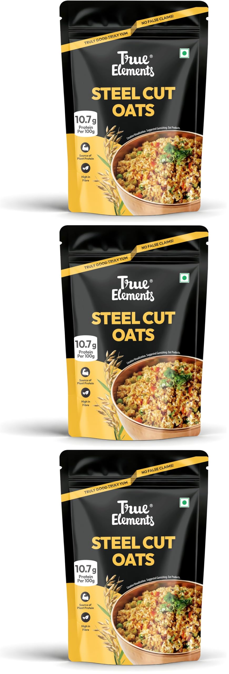 True Elements Steel Cut Oats 500g | Sugar Free Oats | Healthy Breakfast | 100% Wholegrain | Diabetic Friendly Oats | Breakfast Cereal (Pack of 3)-picture-32