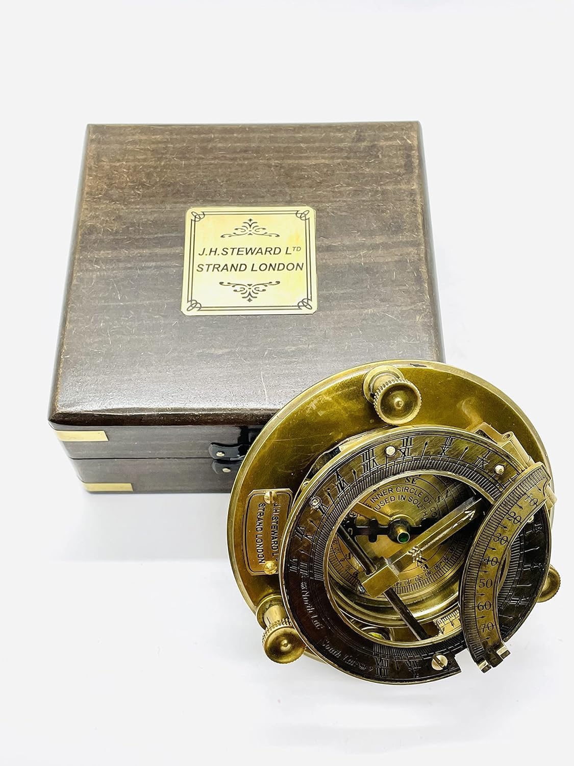 Antique Solid Brass 4-Inch Sundial Compass - Fully Functional, Handmade Nautical Vintage Gift | Maritime Collection by TENABLE Nautical MART 4