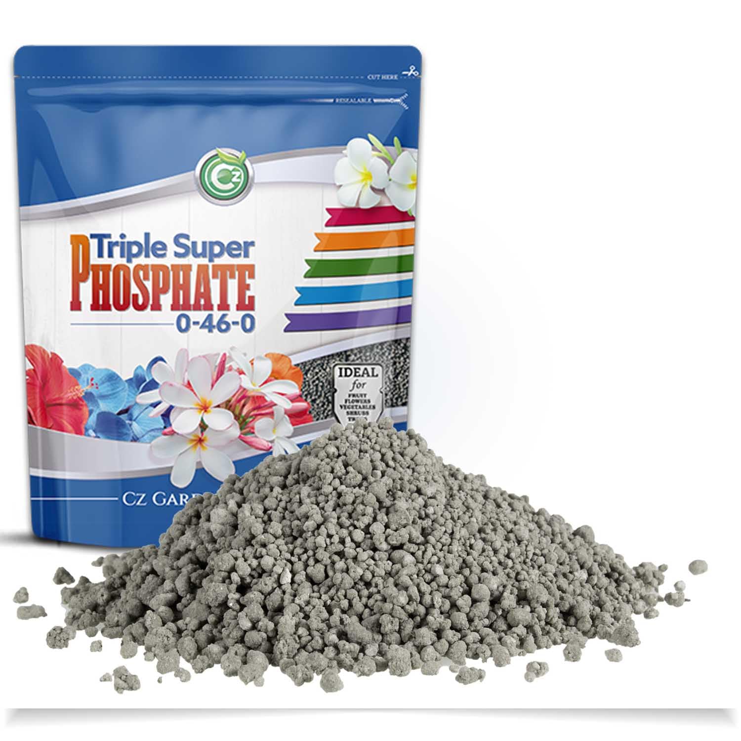 Triple Super Phosphate 0-46-0 Fertilizer Made in USA - Bloom Booster - TSP Pure Phosphorus Plant Food for Indoor/Outdoor Plants & Flower Gardens - Fruit, Vegetables, Holistic Herbs, Trees & More!