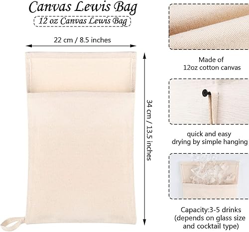 Miniatura 2 de Boao 2 bolsas de lona Lewis trituradoras de hielo reutilizables de 13.5 x 8.5 pulgadas, kit de barman profesional para el hogar, fiesta, bar, cocina