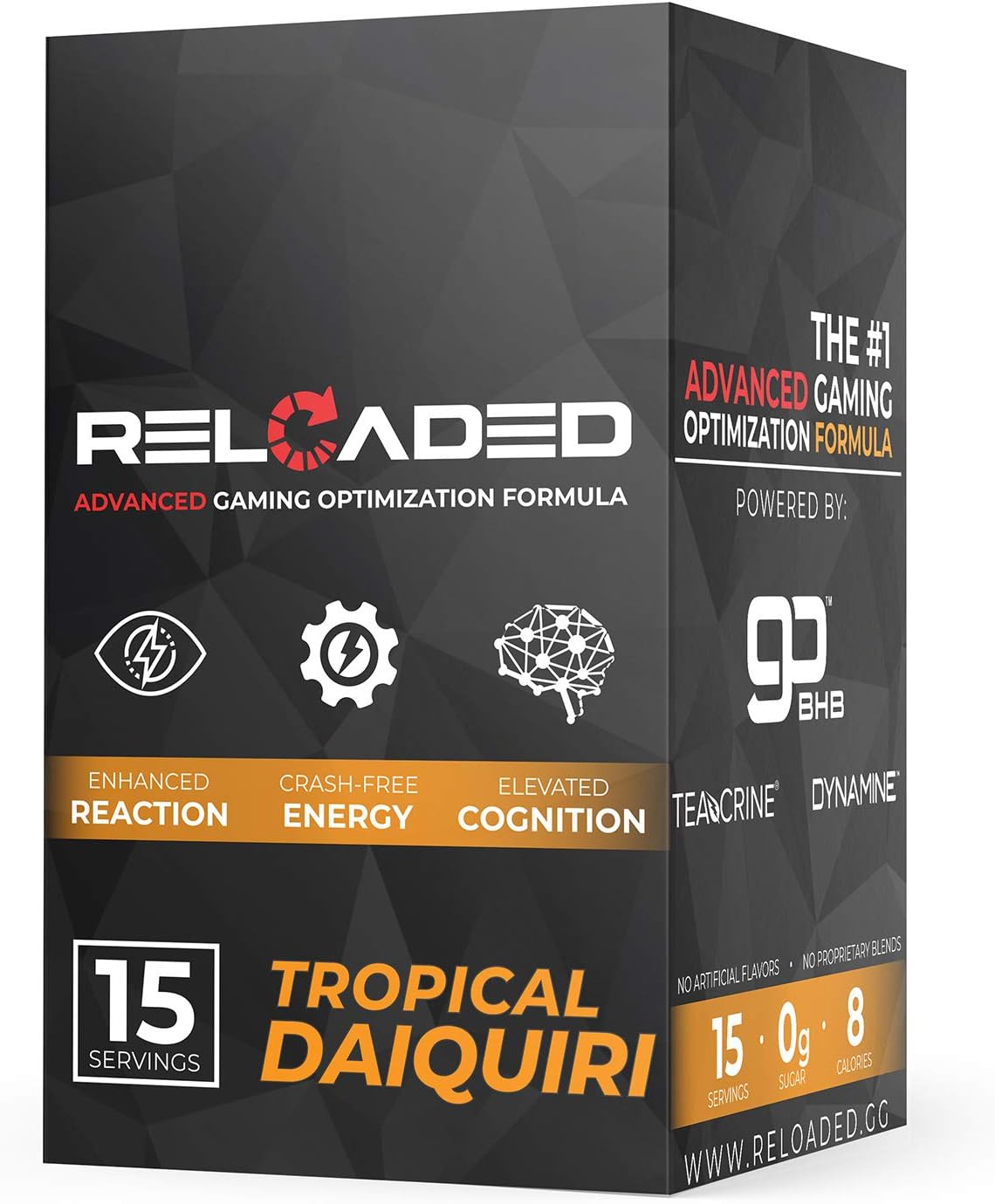 Reloaded Advanced Gaming Supplement - Elite Gamer Fuel that Generates Crash Free Energy, Enhances Reaction Time & Elevates Cognition (Tropical Daiquiri)
