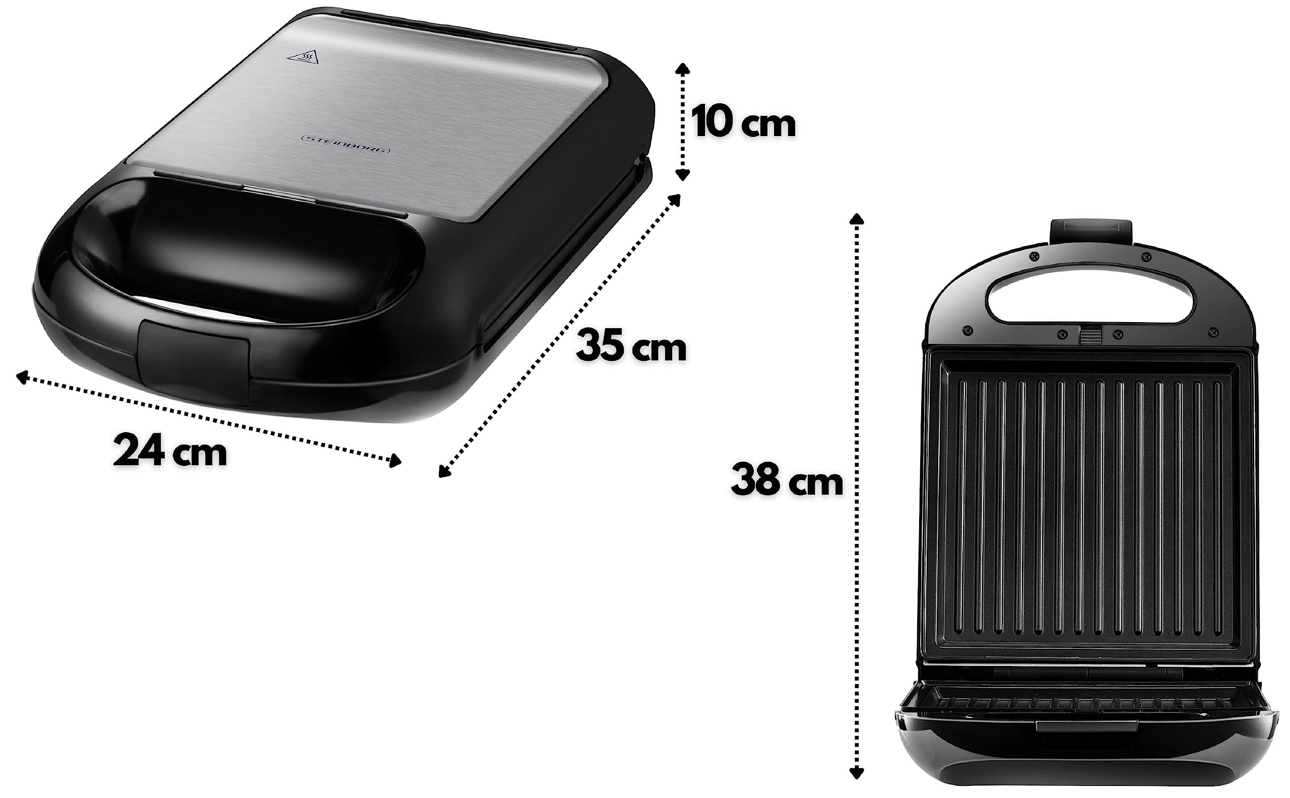 Steinborg 3in1 Sandwichmaker XXL 1200 Watt Kontaktgrill Multigrill Waffeleisen Silber/Schwarz