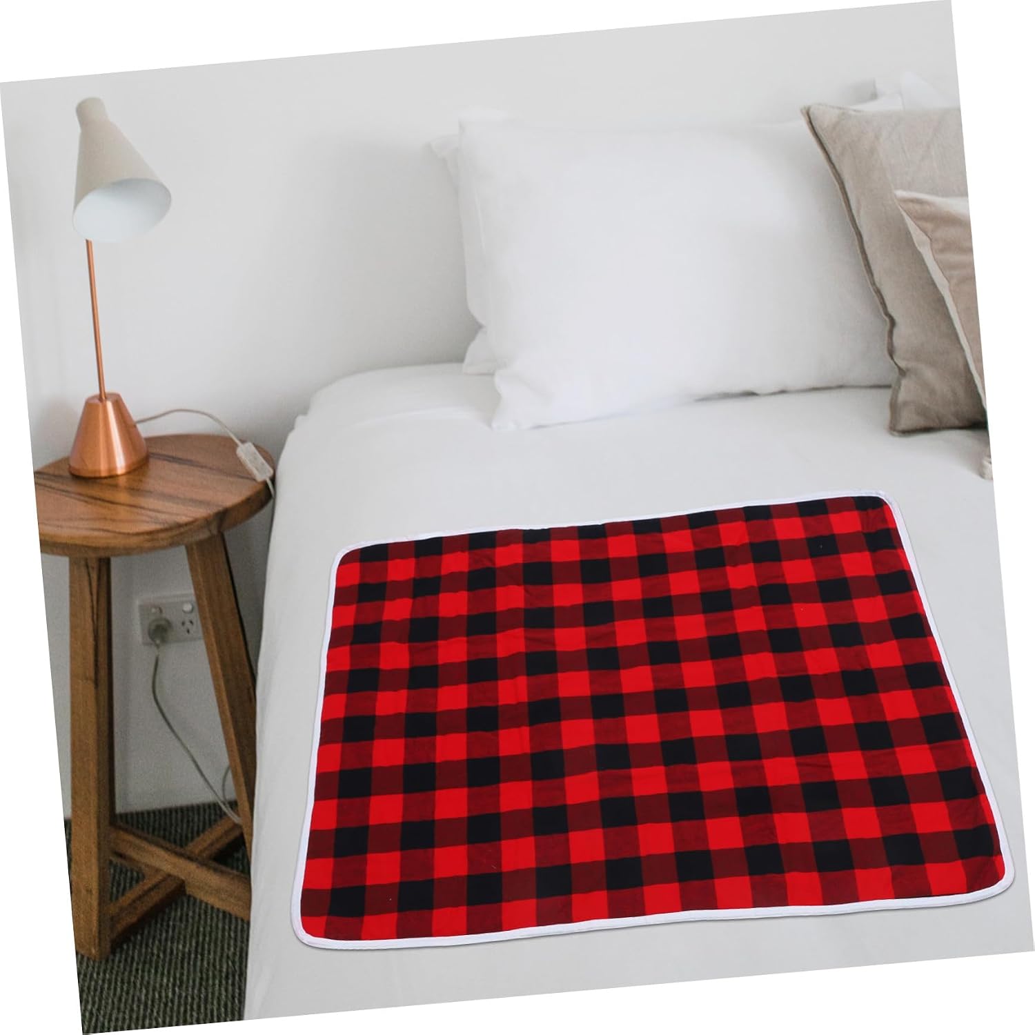 COLLBATH Reusable Washable Pee Pad for Bedwetting Adults and Breathable Cotton Incontinence Bed Pad with Leak Protection Reusable Nursing Mattress Protector Red Black Plaid