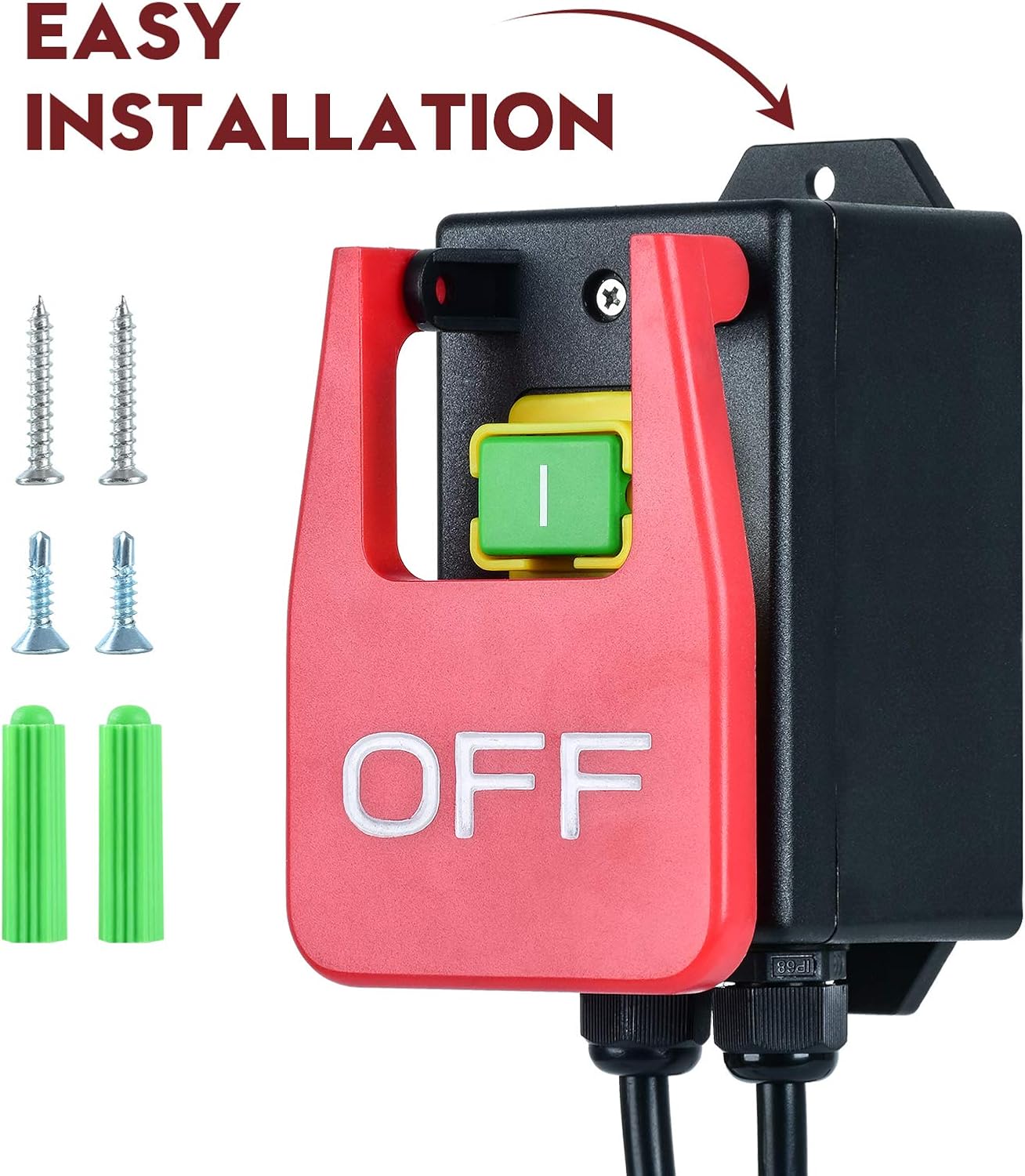 110V Single Phase On/Off Switch, Ortis Router Table Switch with Large Stop Sign Paddle Easy Contact for Quick Power Off for Table Saws and Other Electrical Equipment - - 