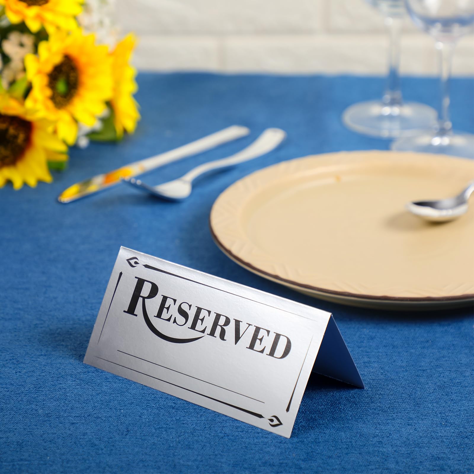Resurhang 300 letreros de papel para mesa reservada con línea de nombre reservada, letreros de doble cara para reservar asientos, restaurantes, bodas, recepciones, iglesias, reuniones de negocios