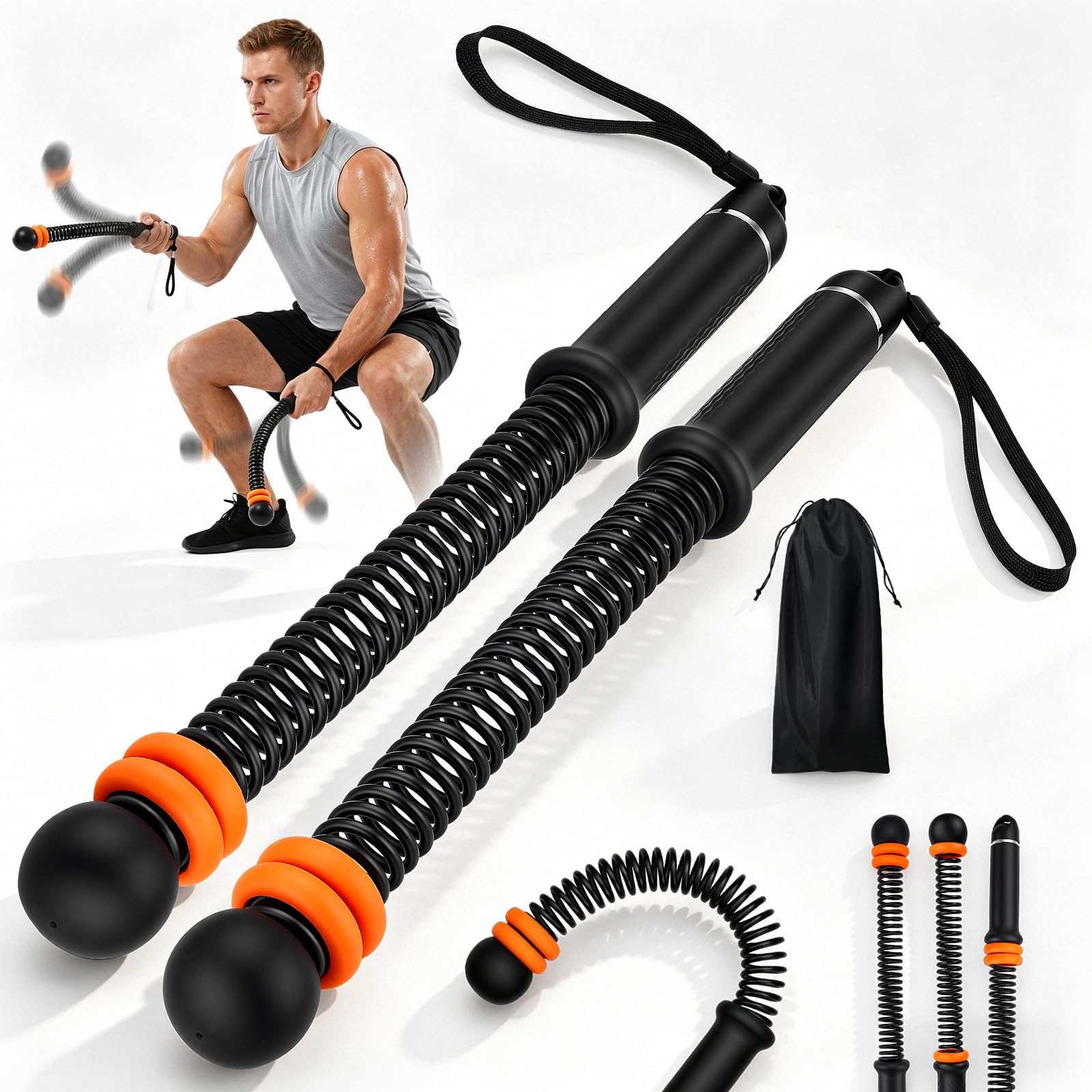 Gewichtetes Kampfseil, verstellbarer Gewichtsring, kabelloses Fitnessseil, hochfester Stahlkern, ergonomischer Softgummigriff, geräuscharmes Training zu Hause, Krafttraining & Ausdauer