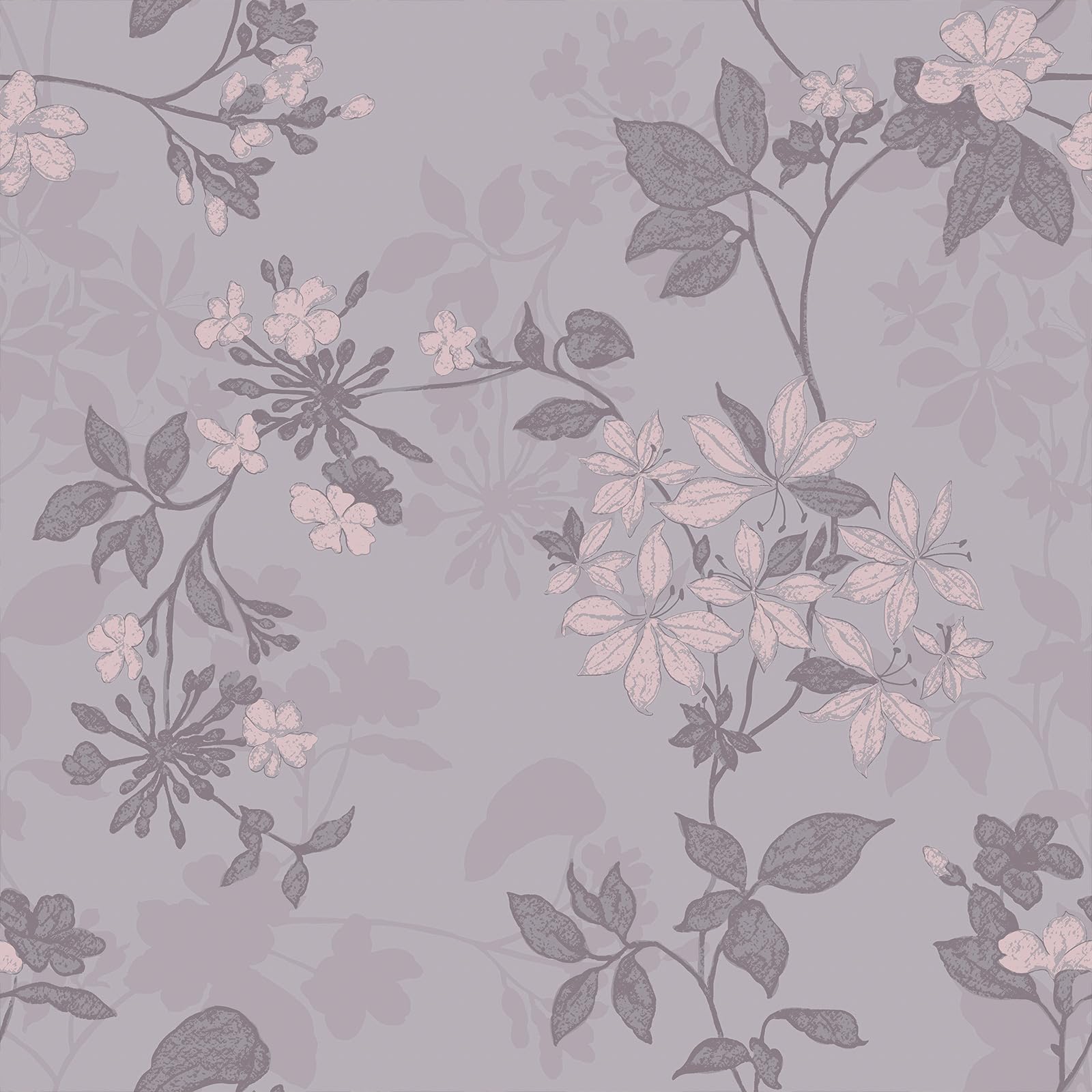Papier peint floral violet décoration romantique chambre et salon moderne