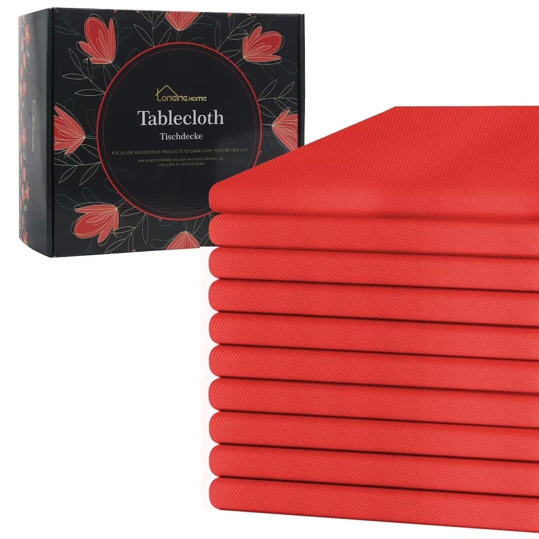 Longing Home Mantel desechable no tejido, 1,18 m x 2,5 m, 10 unidades, color rojo
