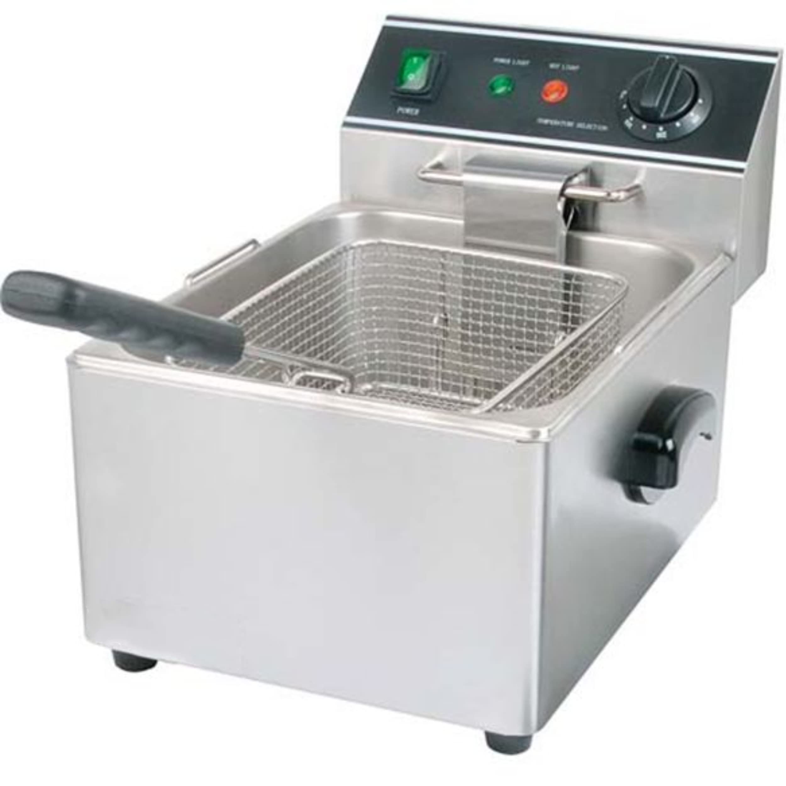 FSE DF-6L Electric Countertop Deep Fryer with 15 Pound Single Tank, Stainless Steel, Silver, 16