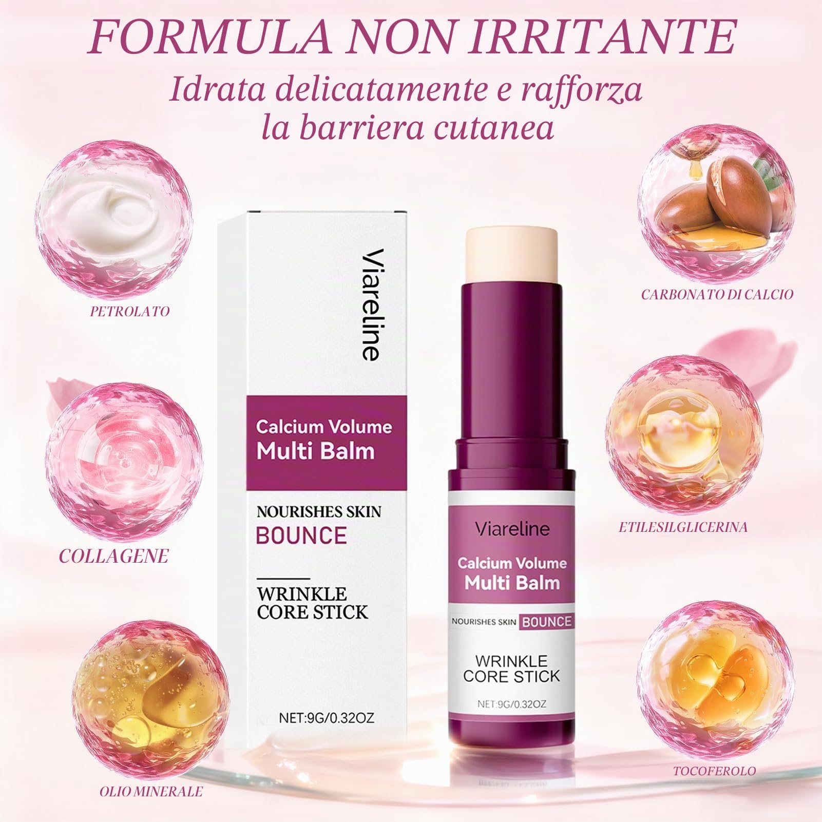 Calcium Volume Multi Balm, Calcium Multi Balm Stick, Crema di Calcio Anti-Invecchiamento, Stick Coreano Viso Antirughe, Sticks di Calcio Idratanti per Occhi, Viso, Collo