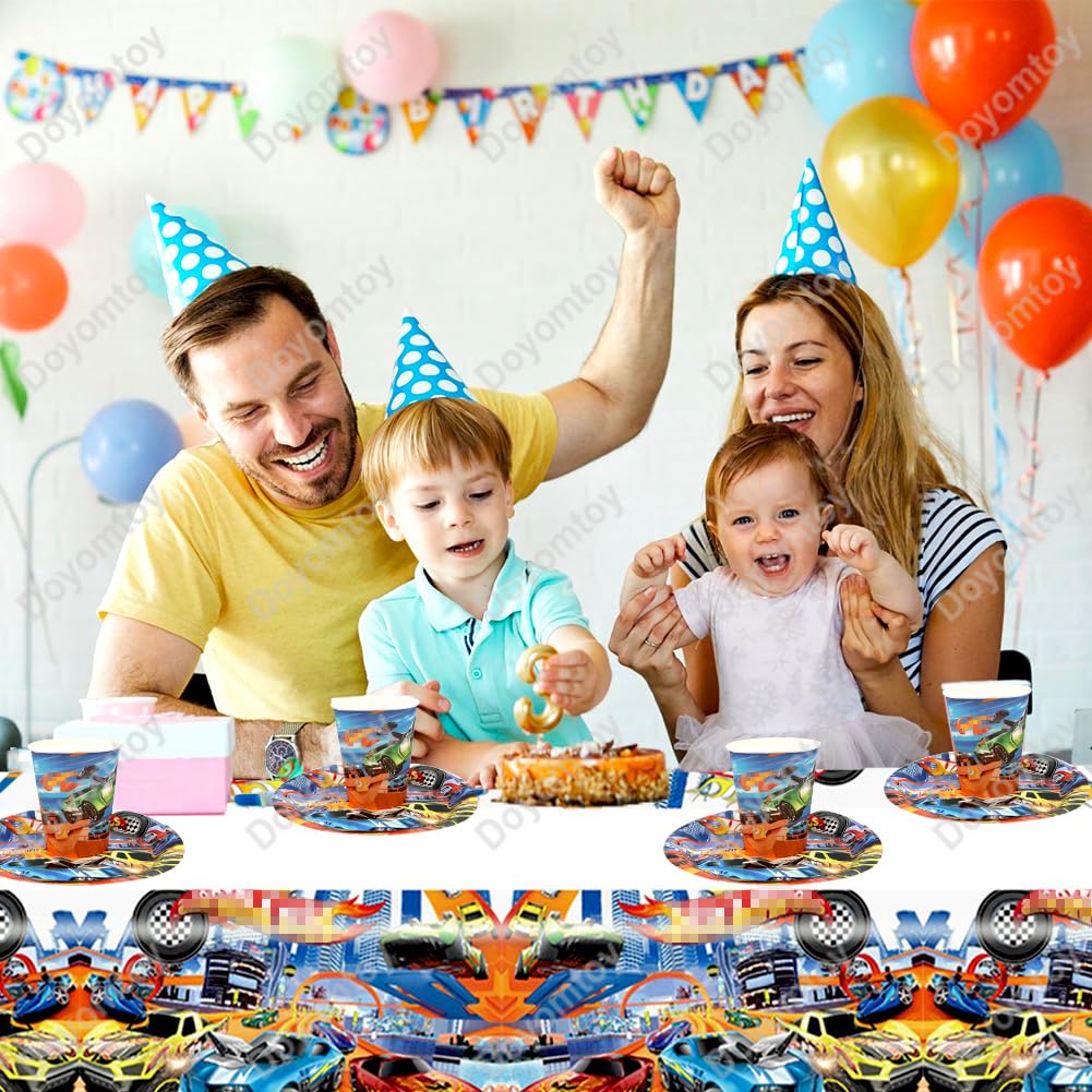 Set Di 61 Stoviglie A Tema Corse Automobilistiche, Decorazioni Per Feste Di Compleanno, Feste Di Compleanno Per Bambini, Piatti, Bicchieri