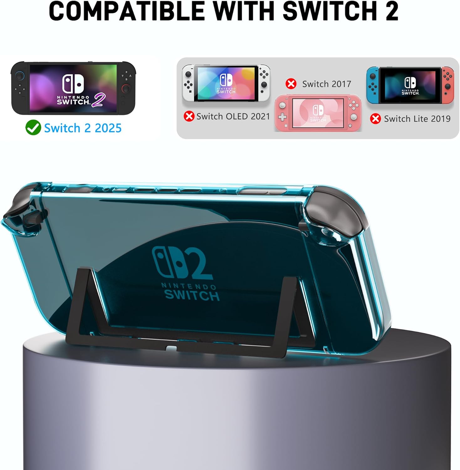 [Improved Version] Compatible with Nintendo Switch 2 Dockable Case Clear-Blue Hardshell, Ultra-Thin Switch 2 2025 Protective Cover Skin, Transparent Easy Docking Charging Dock - Image 6