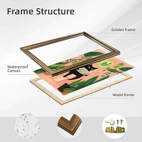 Miniatura 2 de Framed Black Cat Reading Newspaper Poster Canvas Print Art, Funny Quirky Painting, Wall Decor, Wall Art, Pictures, Art Print for Bathroom, Apartment