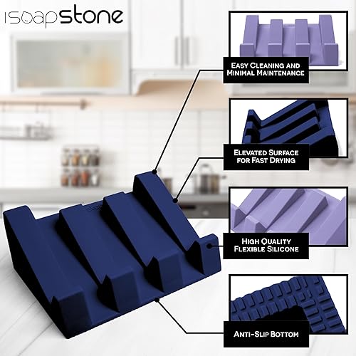 Miniatura 5 de Jabonera de silicona (pendiente de patente de EE. UU.), soporte para jabón autodrenante para ducha, lavabo de baño, bandeja de jabón de secado con