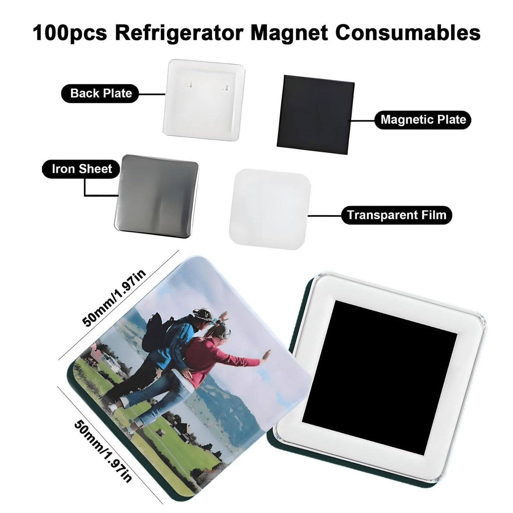 Kit de creación de imanes fotográficos con cortador de papel y 100 consumibles, crea imanes de nevera personalizados para decoración del hogar y la oficina