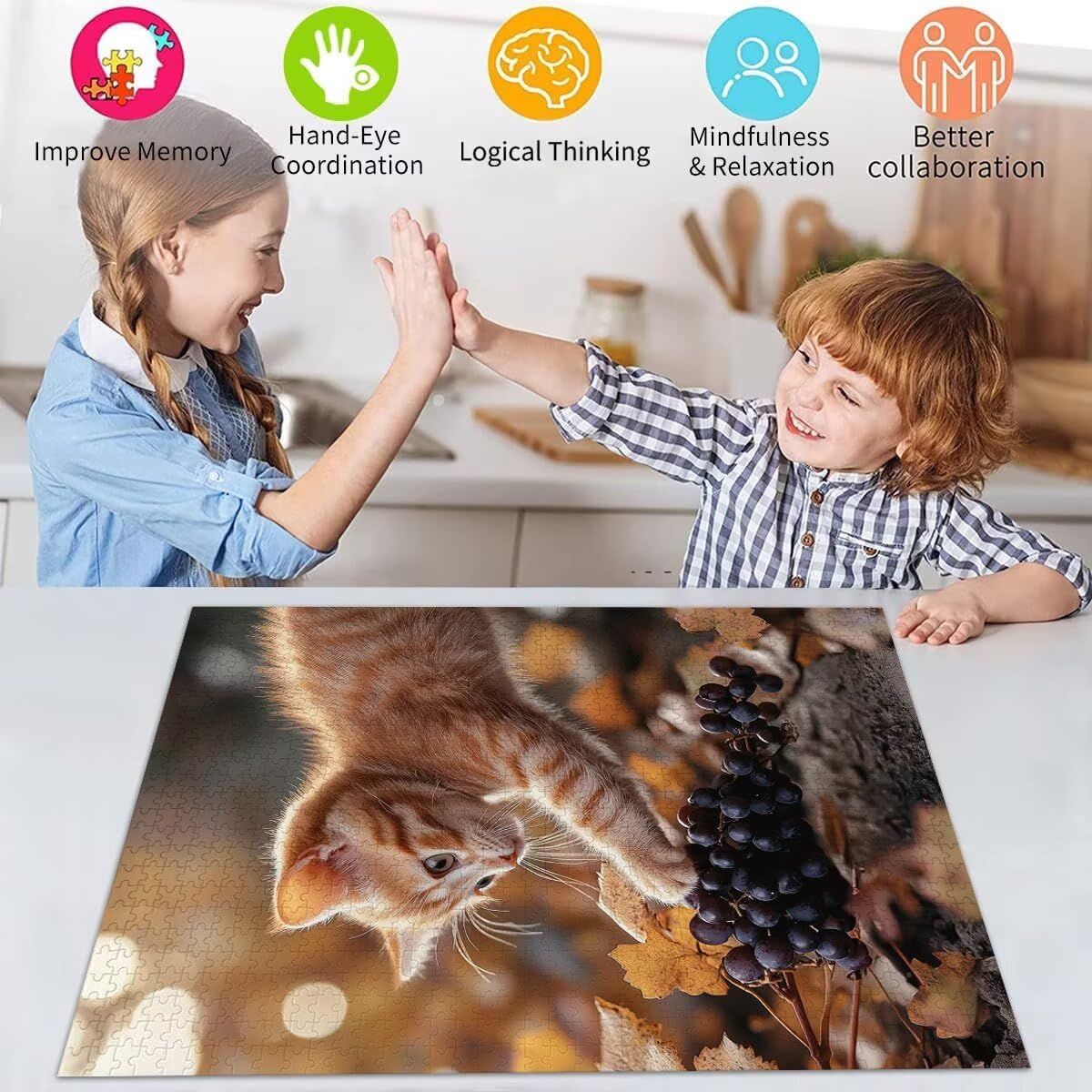 Puzzle Erwachsene 2000 Teile Katze Tier Educa Jigsaw für Kinder ab 8 Jahren Mädchen Jungen, Erwachsene Impossible Klassische Puzzles Schwer, Anspruchsvoll Spielspaß, Als Familienspiel 70x99cm t-666