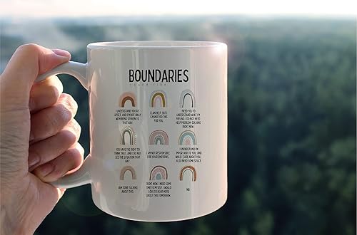Miniatura 3 de kunlisa Mental Health Boundaries Sound Like Boho Rainbow Taza de cerámica de 11 oz taza de café con leche, taza de té con leche, decoración de