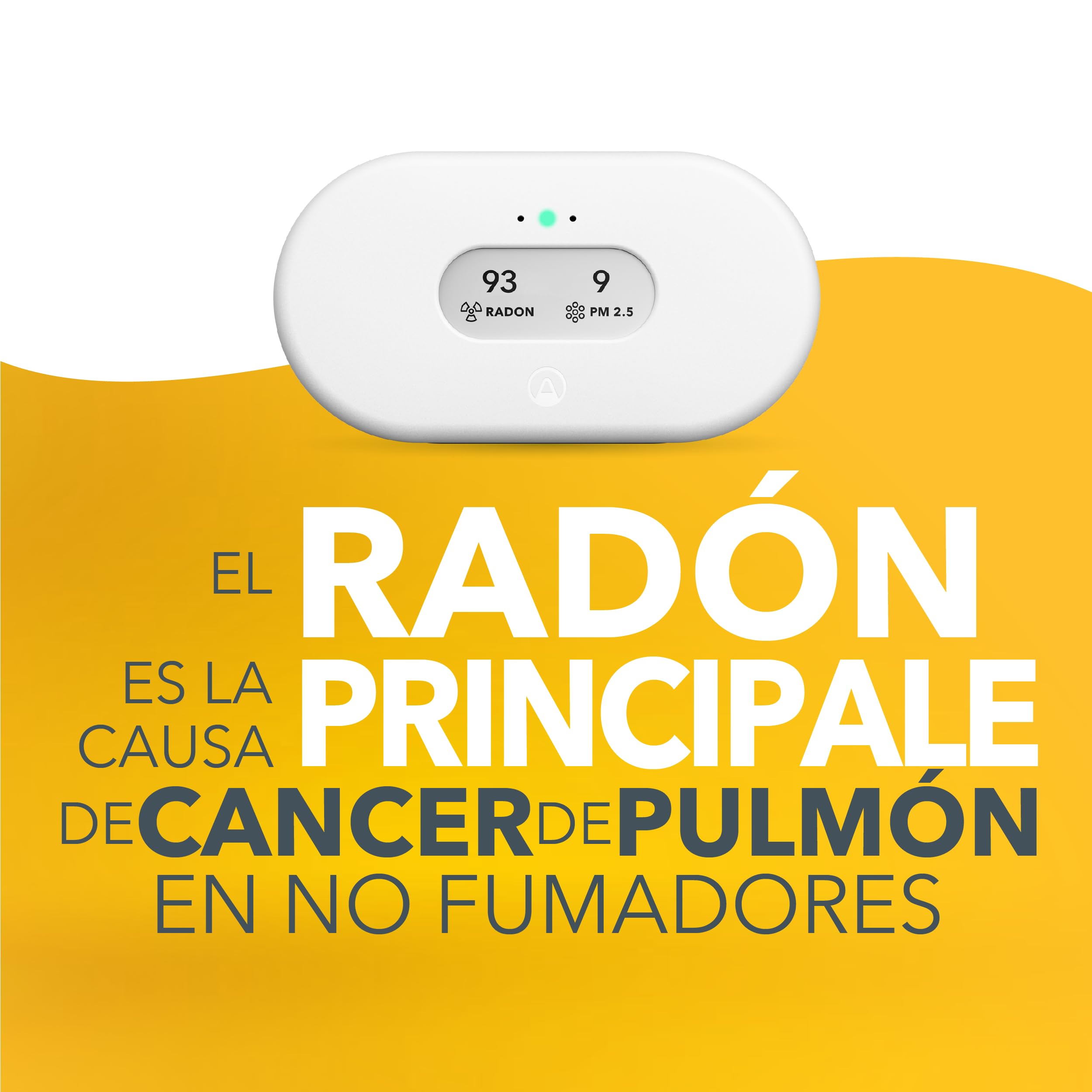 Airthings 2960 View Plus: monitor de radón y de la calidad del aire con detector de PM 2,5, CO2, COV, humedad y temperatura, aplicación para móviles, Wi-Fi, notificaciones