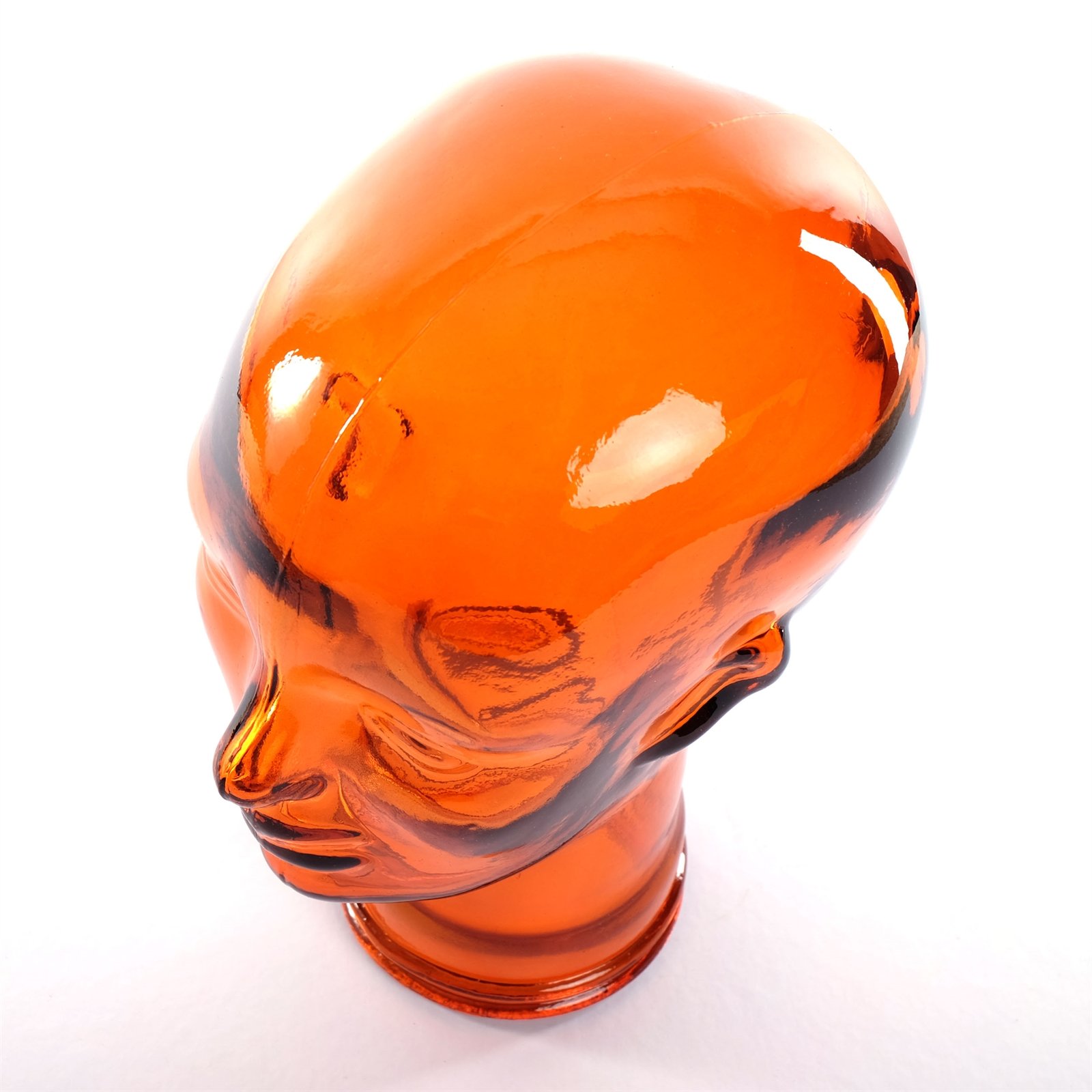 DESIGN DELIGHTS KOPFHÖRERSTÄNDER Mick | Recycling Glas, transparent orange, 29 cm | Deko Kopf