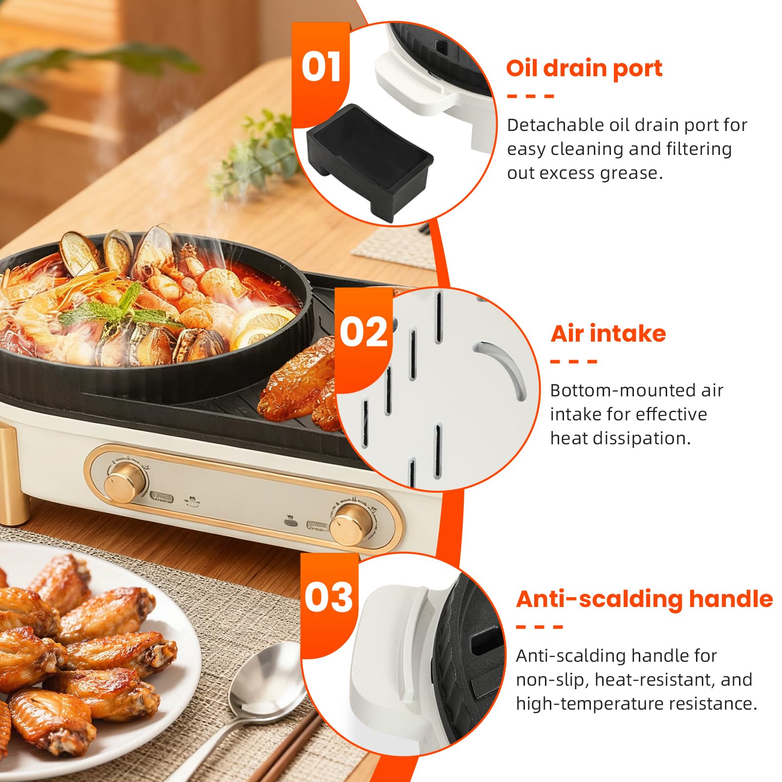 Elektrischer Hot Pot Mit Grill, 2 In 1-Elektrogrill-Hot Pot, Chinesischer Topfkocher, 220 V, 1700 W, Elektrische Hot Pots, Koreanischer Bbq-Grill FüR Kleine Familienfeiern Mit Drei Bis Sechs Personen