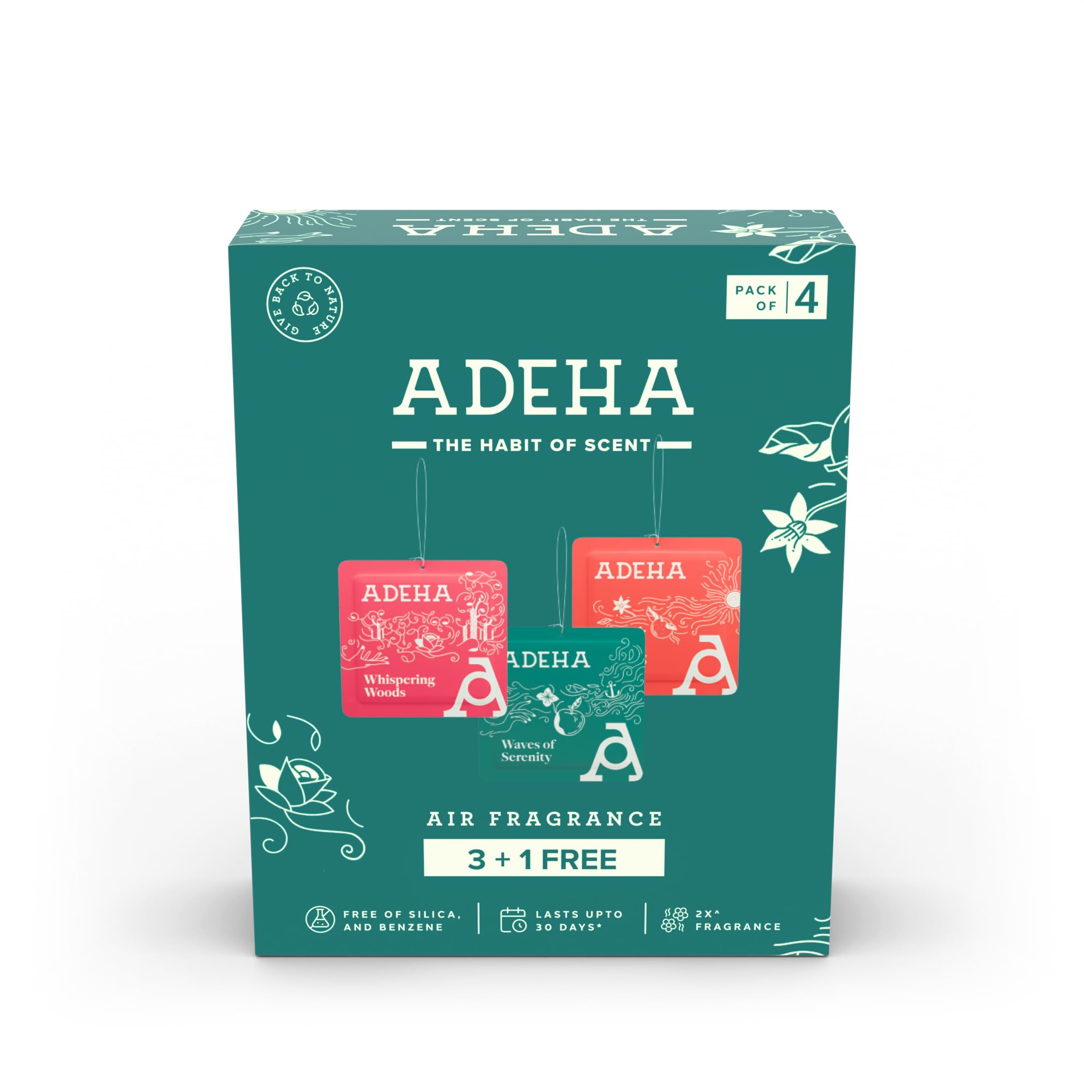 Adeha Air Freshener Pocket Mixed Fragrances- Buy 3 Get 1 (20g*4)| Fragrance lasts upto 30 days| Toilet, Bathroom, Car Freshener| Benzene & Silica Free (Assorted (Buy 3 Get 1) Fragrance Pocket) (B0DD4JFG1Z) Amazon Price History, Amazon Price Tracker