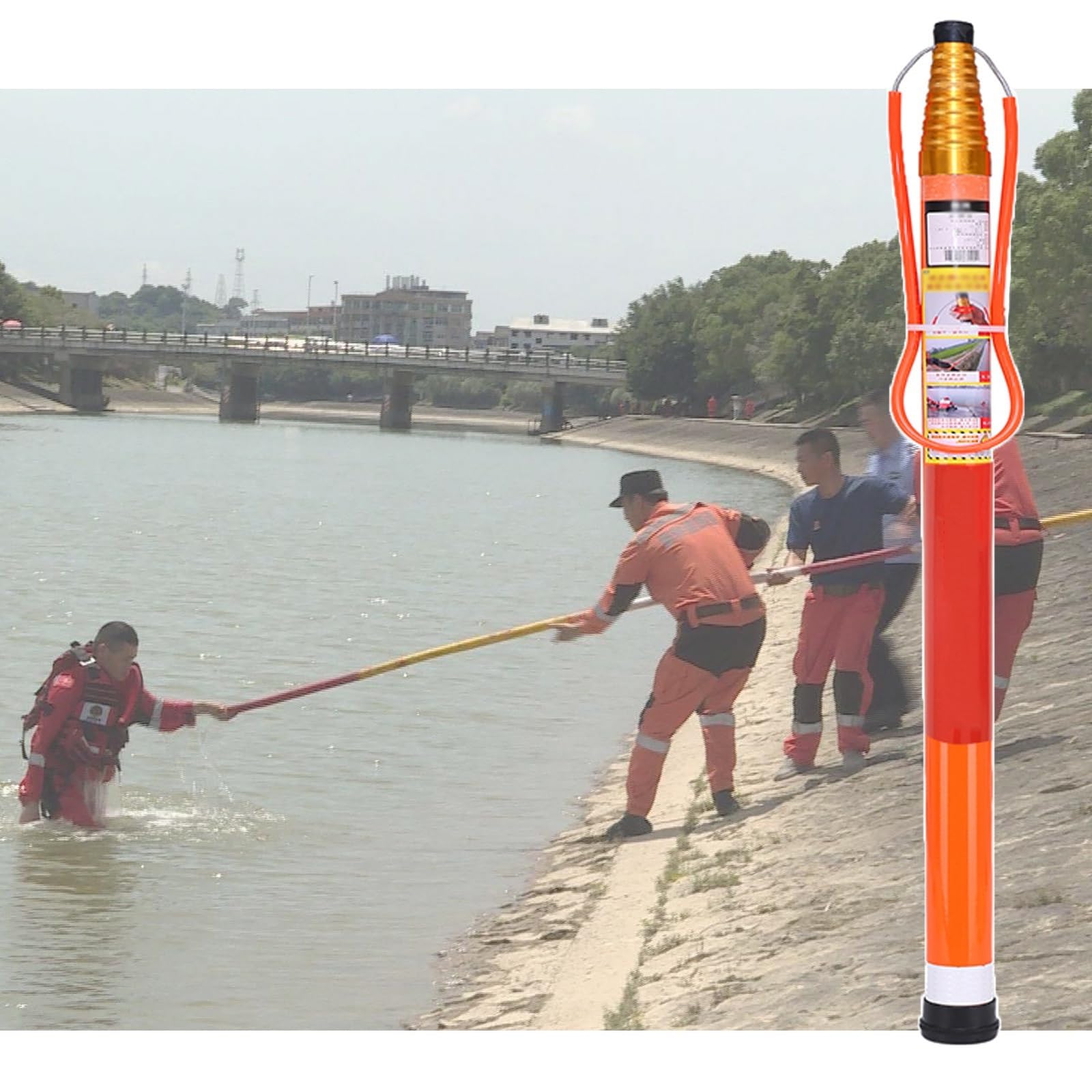 Asta di salvataggio di emergenza per piscine, spiagge, yacht, gancio di sicurezza in fibra di vetro, estensione telescopica, 1,2-4,5 m