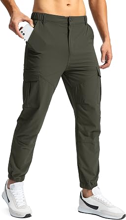 Pinkbomb Mens Hiking Cargo Pants with 7 Pockets Slim Fit Stretch Joggers Golf Cargo Work Pants for Men