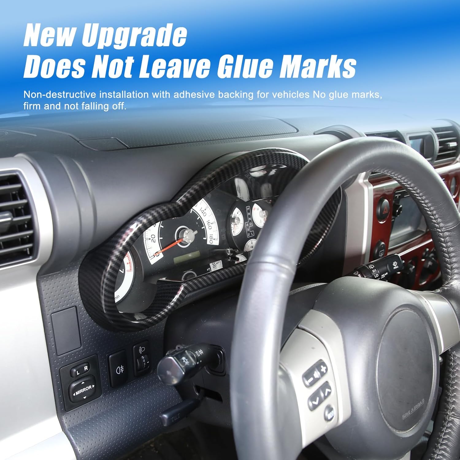 Dashboard Meter Panel Frame Trim for Toyota FJ Cruiser 2007-2021 Accessories, ABS Dashboard Panel Decor Cover Protector (Carbon Fiber Pattern)