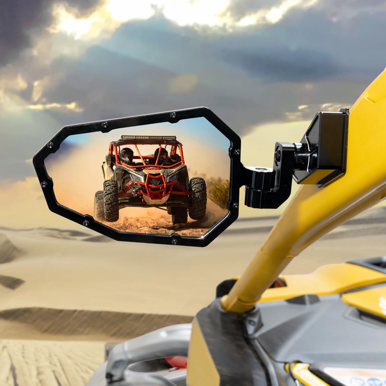 KEMIMOTOUTV Aluminum Side Mirrors with Adjustable Mirror Compatible with Can Am Maverick R 2024 2025, Shatterproof Glass