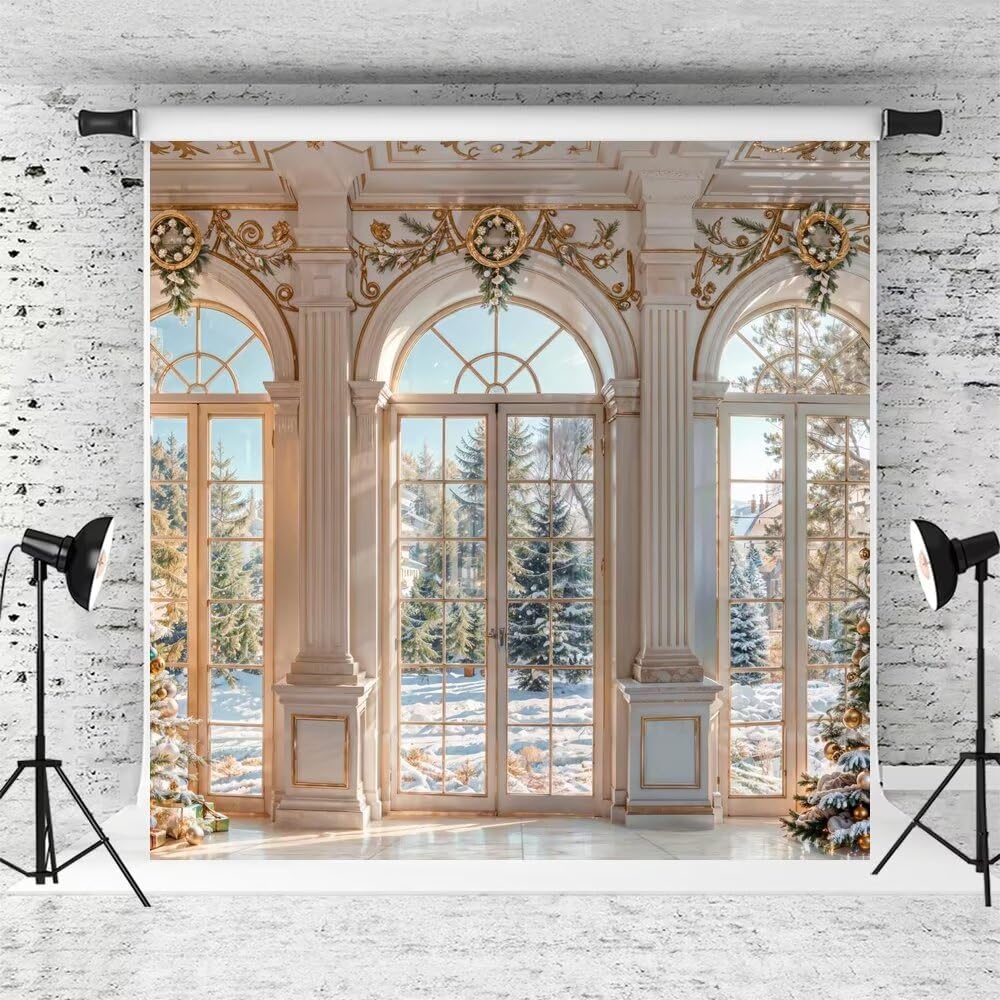 Kate Christmas Arched Window Photo Backdrop Winter