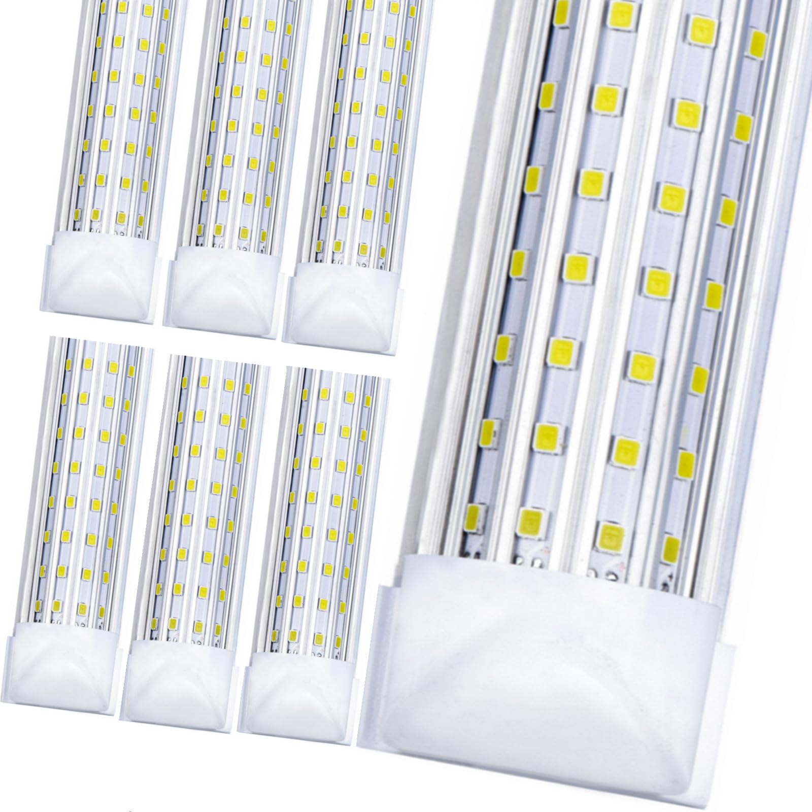 6 Pack Led Shop Lights,4FT LED Light 60W 6500K 7500LM Led Cold White,Garage Light Linkable Clear Cover Integrated U-Shape for Garage Warehouse Workbench Workshop