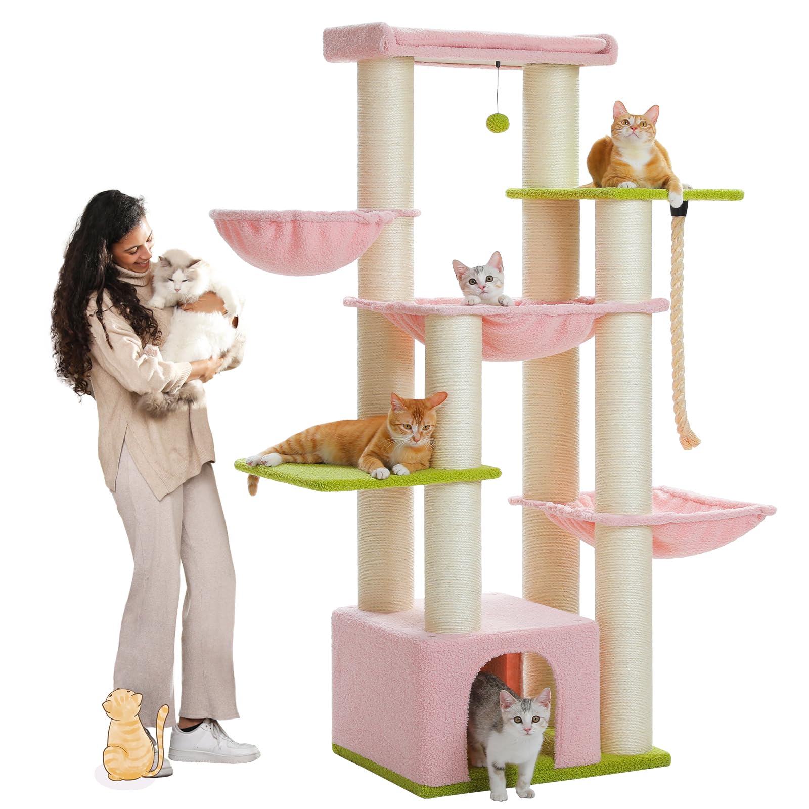 Arbre à chat stable pour grand chat évitant le basculement avec poteaux XXL 11 cm