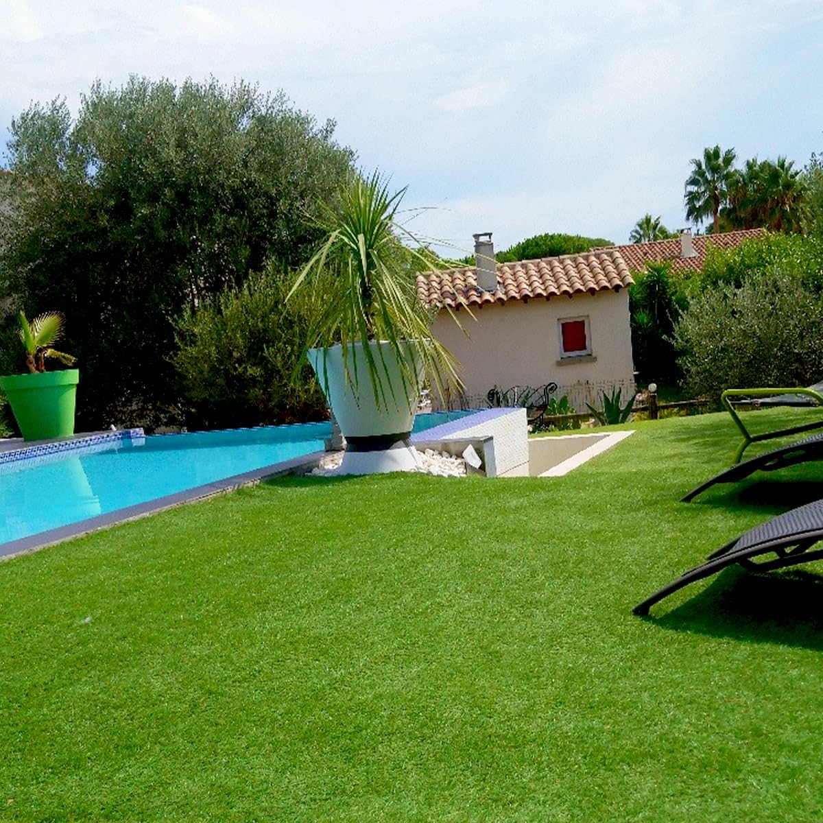 Gazon synthétique 35 mm rouleau 2x3 m (6 m²) – Fibres bicolores effet naturel haut réalisme – Idéal jardin moderne, contour piscine et terrasse urbaine – MGS