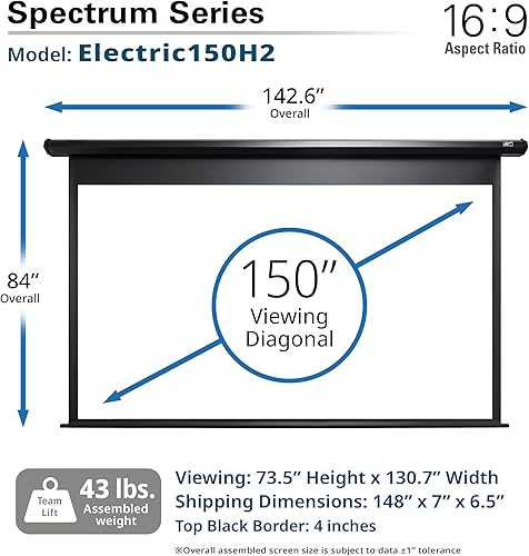 Miniatura 8 de Pantalla de proyector Elite Screens Spectrum, 150 pulgadas Diag 169, pantalla de proyección motorizada para cine en casa 4K8K Ultra HD Ready,