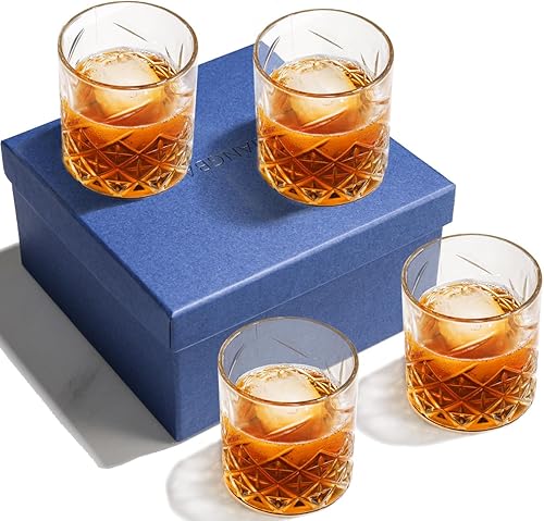 Miniatura 7 de Old Fashioned - Juego de vasos de whisky de 11 onzas, vasos de whisky de cristal con caja de lujo, vasos de bar Rocks Barware para bourbon, whisky