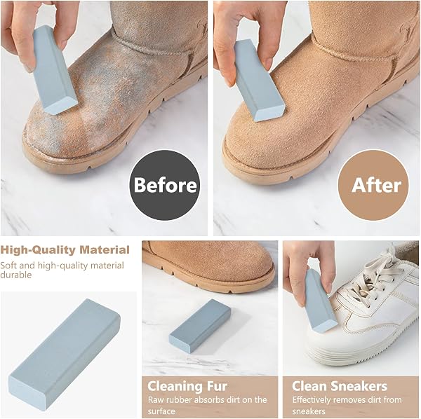 Flintronic Kit de Brosses à Chaussures pour Daim, Brosse à Daim en Crêpe avec Gomme de Nettoyage, Brosse Multifonction à 4 Côtés pour Le Nubuck et Le Daim, Kit de Nettoyage pour Daim et Nubuck - 5