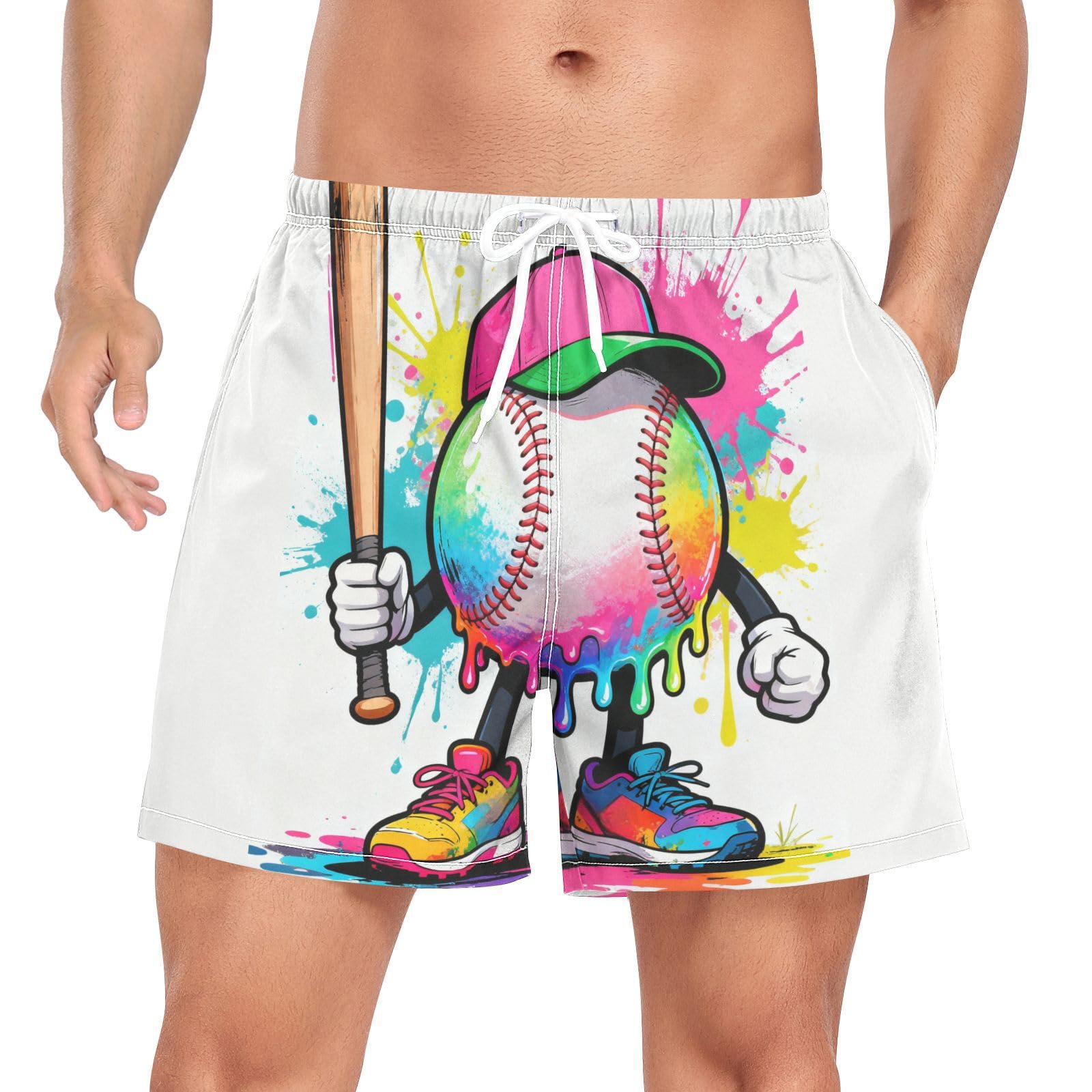 Bañador de hombre blanco estilo béisbol para playa y piscina 8