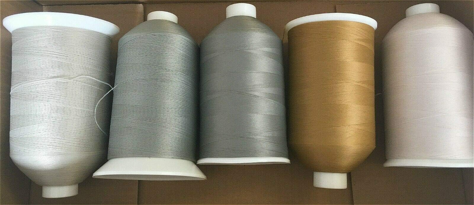 5 Reels Mixed Neutrals Bulk 80s Nylon Wooly Overlocking Sewing Thread 7000m