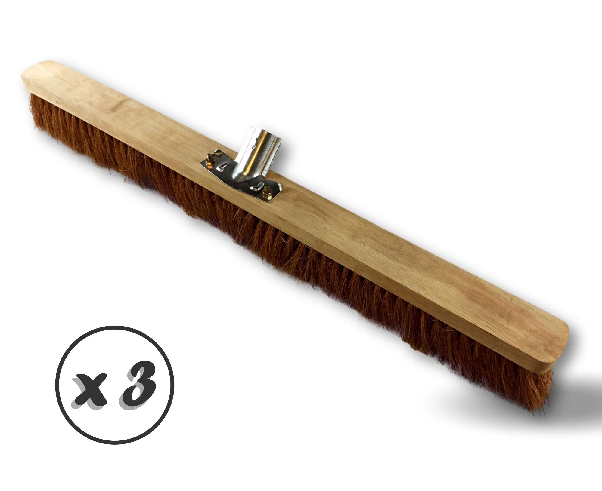 Miotła warsztatowa typu kantonier | Zestaw 3 | Track Outdoor | Długość 80 cm | Wypełnienie z naturalnego włókna kokosowego | Drewniana podeszwa | Metalowe tulejki Ø 28 mm | Bez uchwytu | Kibros 2080x3