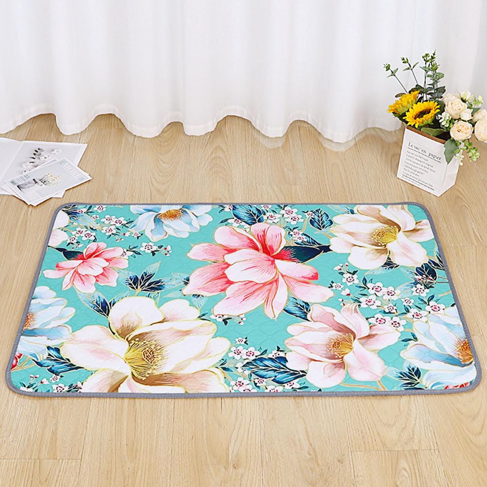 Chickwin Reusable Puppy Pads, Absorbent Puppy Flower Print Training Pads Washable Dog Training Pads, Non-Slip Large Pee Pads Dogs for Travel, Car, Home (45x60cm(2Pack),Lotus)