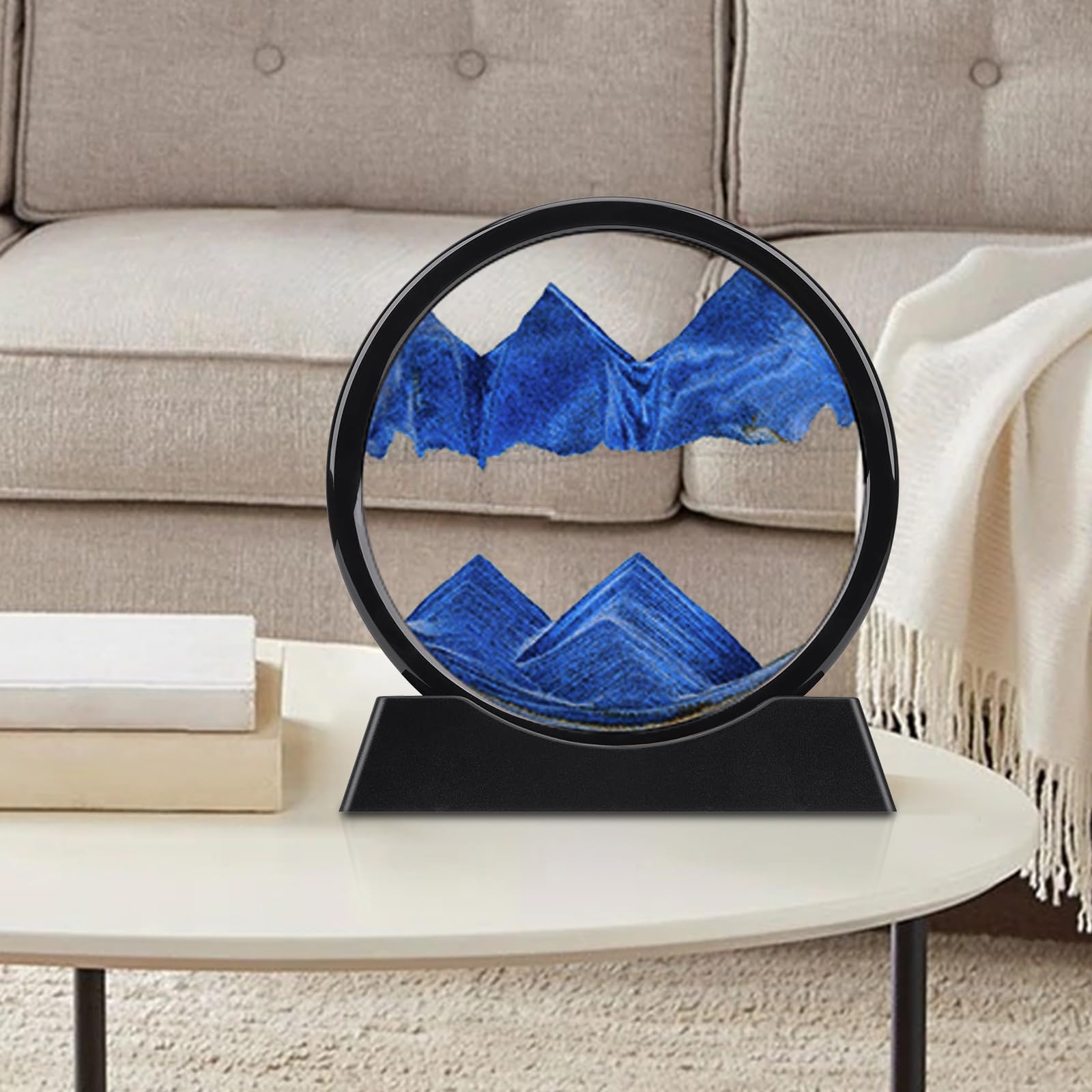 WPUXOY Sand Pictures for Rotating, 3D Sandscape, 7 Inch Flowing Hourglass, Dynamic Sand Art Picture, Flowing Sand Painting, Sand Picture, Floating Sand Art for Home and Office Desktop Decorations