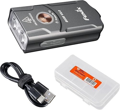 Miniatura 8 de Fenix Linterna de llavero E03R v2.0, azul, 500 lúmenes brillante USB-C recargable EDC con LED rojo y organizador Lumentac