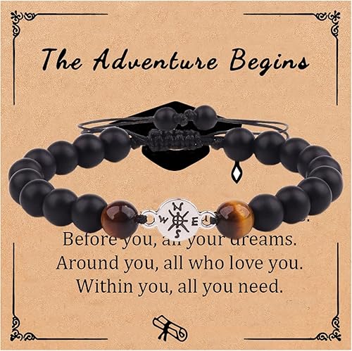 Graduation Gifts for Her Him Class of 2023 Graduation BraceletsAdjustable Inspirational Graduation Compass Bracelet for Women Men High