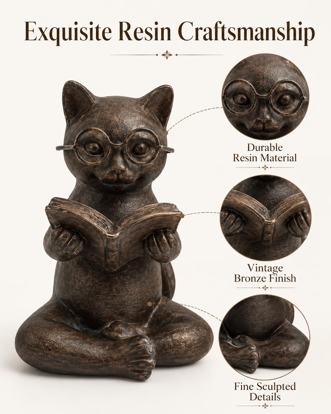 Decoración del hogar Acentos Esculturas Estatuas (2 gatos de lectura)