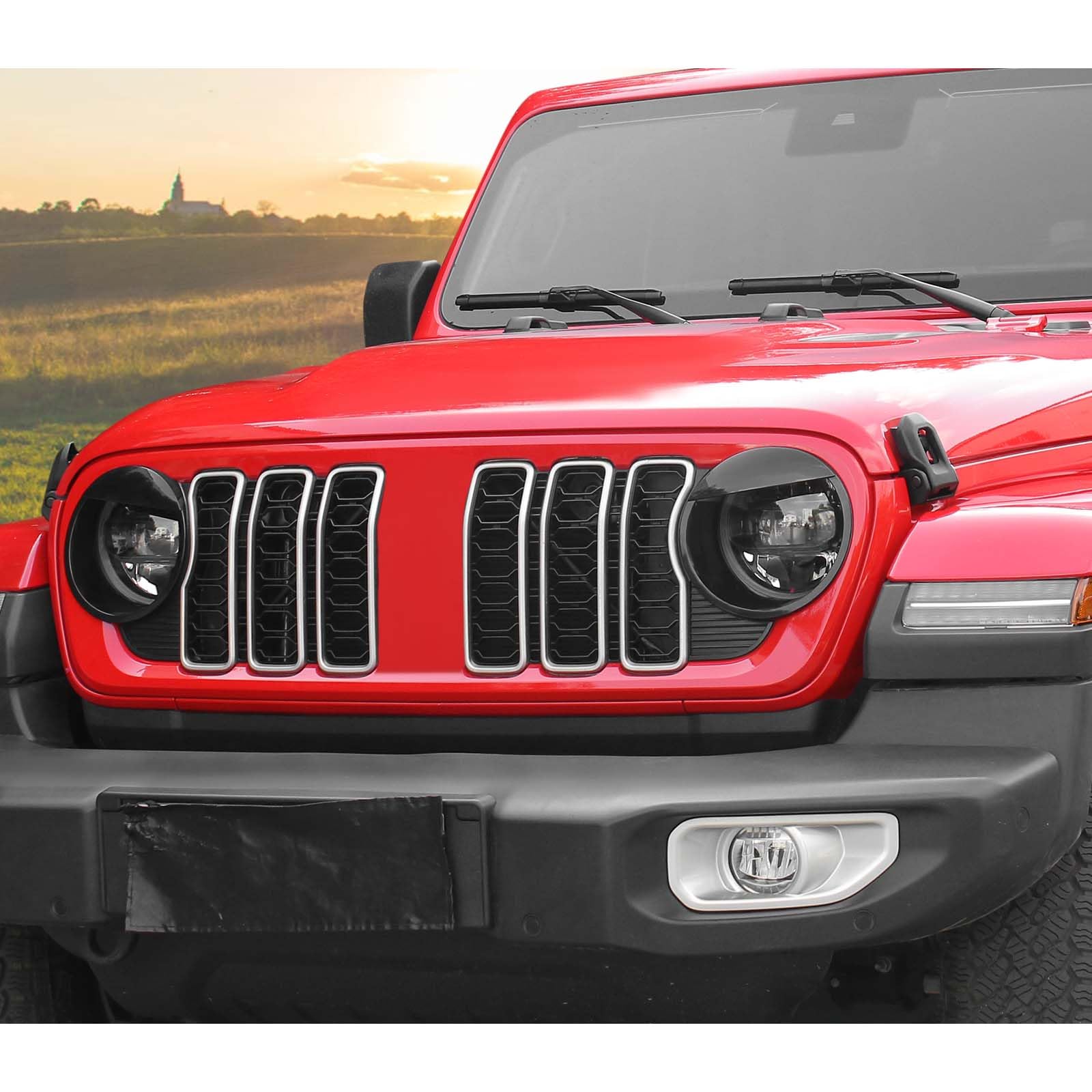 Front Grille Esh Inserts & Headlight Cover For Jeep Wrangler JL JLU