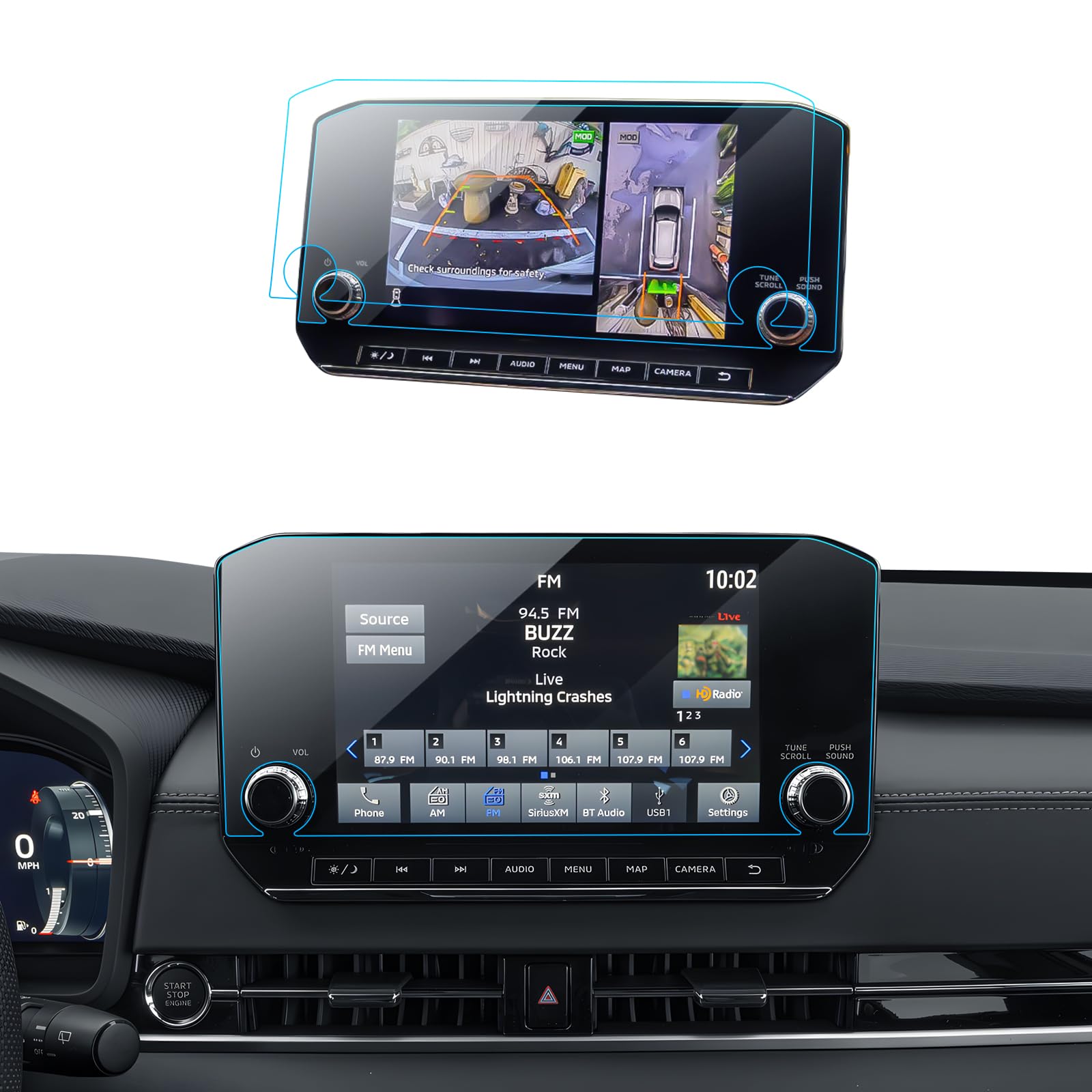 2PCS Car Screen Protector for 2022 2023 2024 Mitsubishi Outlander SE, Black Edition, SEL and SEL Black Edition Accessories Navigation Nano Screen Protector Cover HD Clear 9''